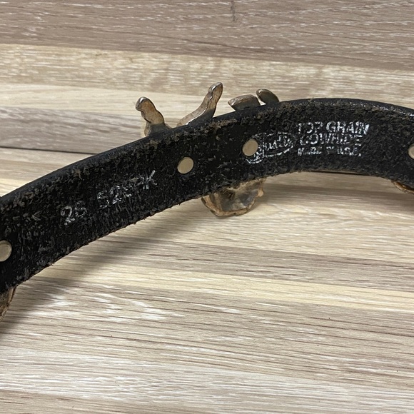 Black Leather Belt with Gold Accents - Picture 7 of 8